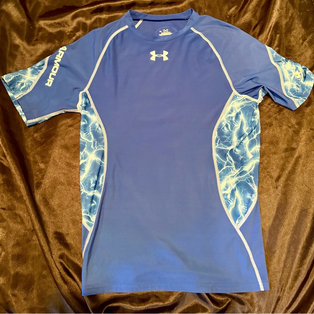 Under Armour Men's Electric Blue Lightning Compression Heat Gear Shirt